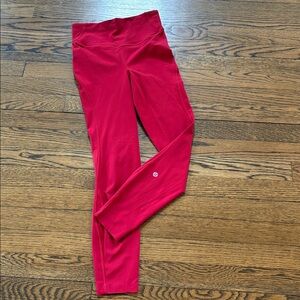 Lululemon red High-Waisted Leggings with drawstring , 4, 24” inseam